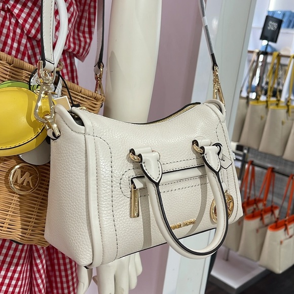 Michael Kors Carine Extra-Small Pebbled Leather Satchel Crossbody 
Light Cream - Picture 3 of 16